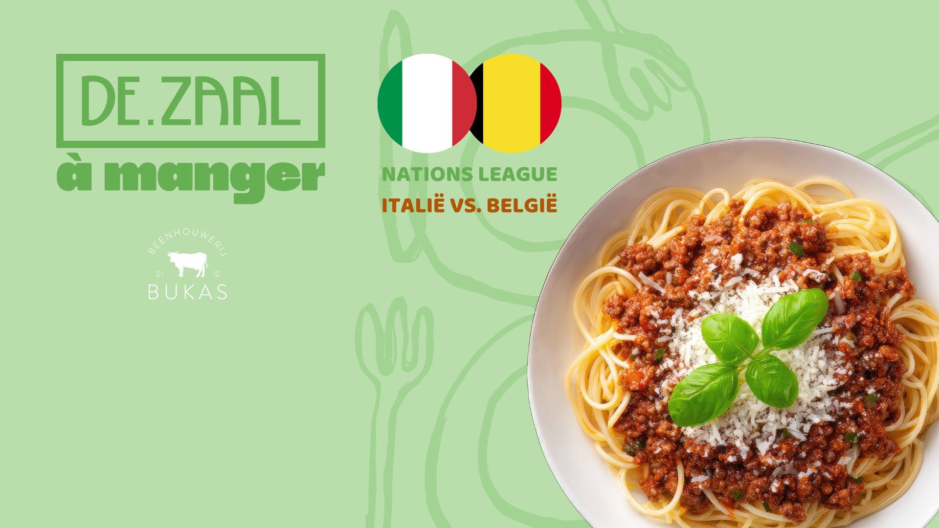 Spaghetti bolognaise & Italië – België (Nations League) • De.Zaal à Manger